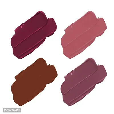 ForSure? Non Transfer Waterproof Longlast Liquid Matte Mini Lipstick Pack Of 4 (Coco Brown,Mauve Ice,Adorable Nude,Royal Berry)-thumb2