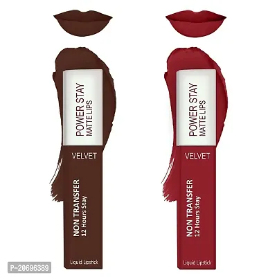 ForSure? Liquid Matte Lipstick Waterproof - Power Stay Lipstick combo (Upto 12 Hrs Stay) (Deep Brown, Deep Red)