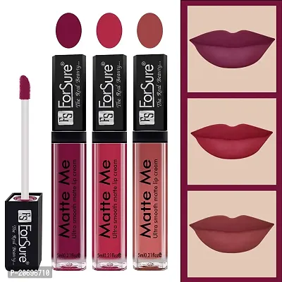 ForSure Matte Me Liquid Lipstick Non - Transferable Combo (Royal Maroon , Rich Pink , Nude, Pack Of 3)