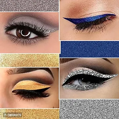 ForSurereg; Absolute Shine Liquid Glitter Eyeliner, Intense Color, Long Lasting, Glossy Texture Combo of 4 (7 ml each) (Pack of 4, Golden, Royal Blue, Glitter Grey, Silver)-thumb2