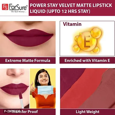 ForSure? Liquid Matte Lipstick Waterproof - Power Stay Lipstick combo (Upto 12 Hrs Stay) (Bright Red, Cherry Maroon, Pink Blush)-thumb5