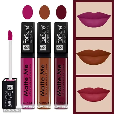 ForSure Matte Me Liquid Lipstick Non - Transferable Combo (Magenta, Rust Brown , Ruby Red, Pack Of 3)