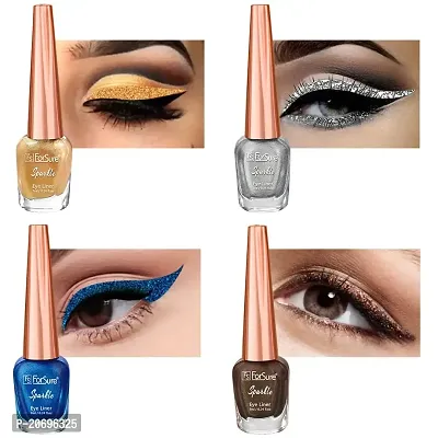 ForSure? Absolute Shine Liquid Glitter Eyeliner, Intense Color, Long Lasting, Glossy Texture Combo of 4 (7 ml each) (Pack of 4, Golden, Royal Blue, Glitter Brown, Silver)-thumb0