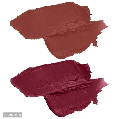 ForSure? HD Matte Lipstick Long hours Stay Smooth Matte Texture 3.5gm Each Combo of 2 (Blast Maroon, Tan Brown)-thumb2