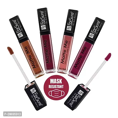 ForSure Matte Me Liquid Lipstick Non - Transferable Combo (Rust Brown , Ruby Red , Nude , Royal Maroon, Pack of 4)