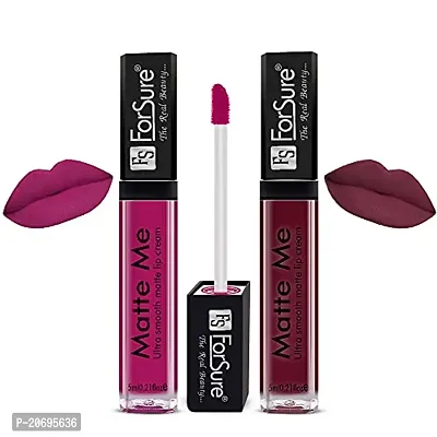 ForSure Matte Me Liquid Lipstick Non - Transferable Combo (Magenta, Ruby Red, Pack of 2)