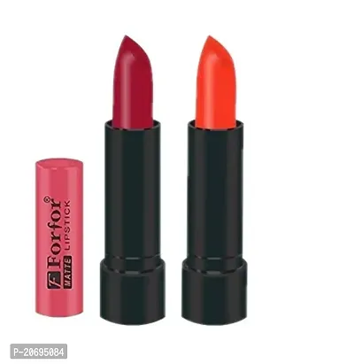 Forfor Perfact Long Lasting Stylish Matte Lipsticks (Rani and Hot Orange)-thumb0