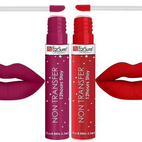 ForSure? Waterproof Liquid Star Matte Lipstick Non Transfer Smudge Proof Upto 12 HrsStay Pack of 2