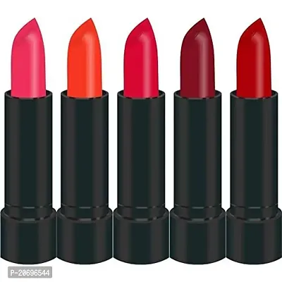 Forfor Combo of 5 Stylish Matte Lipstick (Pink, Hot Orange, Rani, Bridel Maroon, Hot Red)