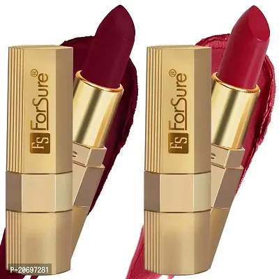 ForSure? Xpression Long Lasting Matte Finish Lipsicks set of 2 Different Colors Lipstick for Women Suitable All Indian Tones 3.5gm Each (Maroon Matte-Red Velvet)-thumb0