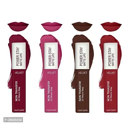 ForSure? Liquid Matte Lipstick Waterproof - Power Stay Lipstick combo of 4 (Upto 12 Hrs Stay) (Cherry Maroon, Pink Blush, Deep Brown, Deep Red)