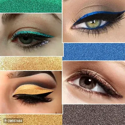 ForSure? Absolute Shine Liquid Glitter Eyeliner, Intense Color, Long Lasting, Glossy Texture Combo of 4 (7 ml each) (Pack of 4, Golden, Glitter Green, Glitter Brown, Torquise Blue)-thumb2