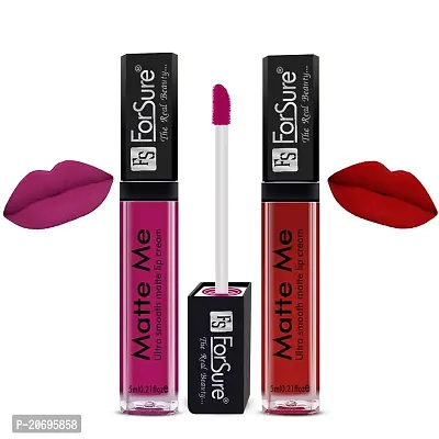 ForSure Matte Me Liquid Lipstick Non - Transferable Combo (Magenta , Matte Red, Pack of 2)