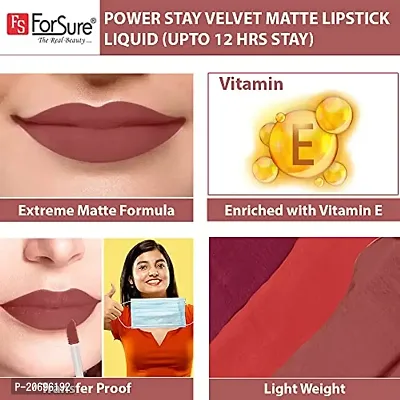 ForSurereg; Liquid Matte Lipstick Waterproof - Power Stay Lipstick combo (Upto 12 Hrs Stay) (Deep Brown, Peach Nude, Deep Red)-thumb5