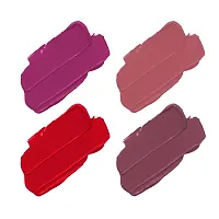 ForSure? Non Transfer Waterproof Longlast Liquid Matte Mini Lipstick Pack Of 4 (Peppy Red,Haute Plum,Adorable Nude,Mauve Ice)-thumb1