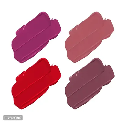 ForSure? Non Transfer Waterproof Longlast Liquid Matte Mini Lipstick Pack Of 4 (Peppy Red,Haute Plum,Adorable Nude,Mauve Ice)-thumb2