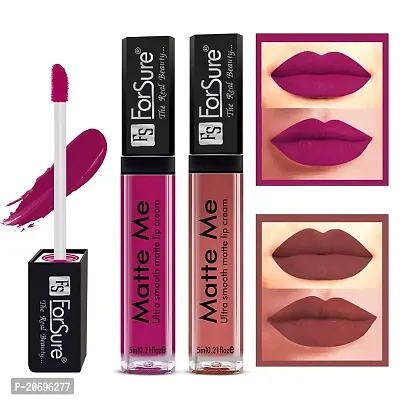 ForSure Matte Me Liquid Lipstick Non - Transferable Combo (Magenta , Nude, Pack of 2)-thumb2