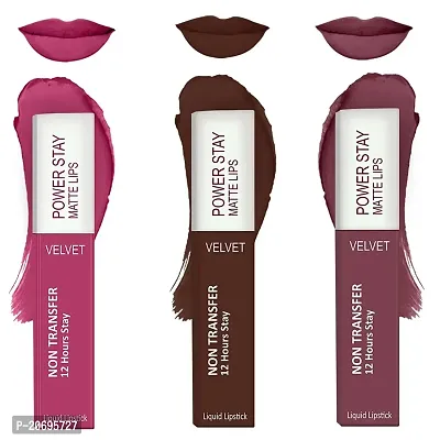 ForSure? Liquid Matte Lipstick Waterproof - Power Stay Lipstick combo (Upto 12 Hrs Stay) (Pink Blush, Deep Brown, Mauve Matte)