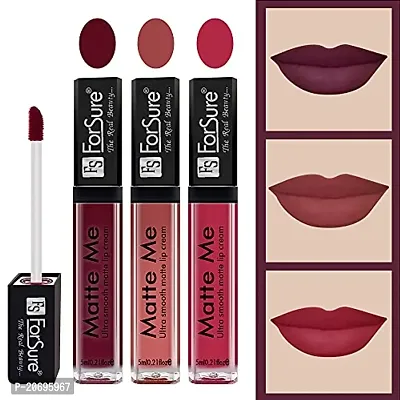 ForSure Matte Me Liquid Lipstick Non - Transferable Combo (Ruby Red , Nude , Rich Pink, Pack Of 3)-thumb0