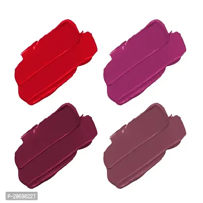 ForSure? Non Transfer Waterproof Longlast Liquid Matte Mini Lipstick Pack Of 4 (Peppy Red,Royal Berry,Haute Plum,Mauve Ice)-thumb2