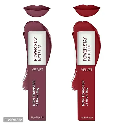 ForSure? Liquid Matte Lipstick Waterproof - Power Stay Lipstick combo (Upto 12 Hrs Stay) (Mauve Matte, Deep Red)