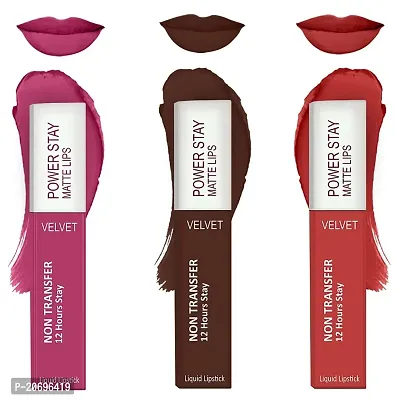 ForSure? Liquid Matte Lipstick Waterproof - Power Stay Lipstick combo (Upto 12 Hrs Stay) (Pink Blush, Deep Brown, Bright Red)