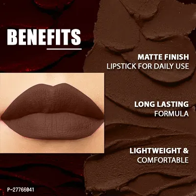 ForSure Cremy Matte Long Lasting Enriched With Vitamin E Lipstick- 3.5gm, Brown-thumb3