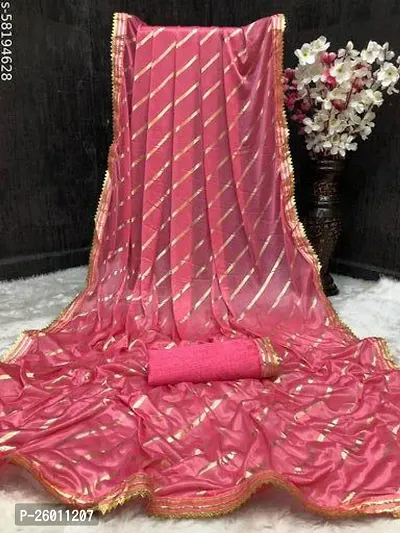 Elegant Malai Silk Sarees Striped Print Lycra Saree For Women