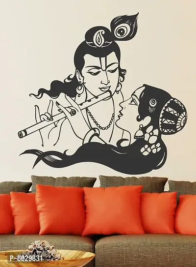 Attractive Lord Radhe Krishna With Flute Wall Sticker