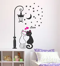 Attractive Cats Romantic Love Under Street Light Wall Sticker-thumb1