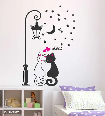 Attractive Cats Romantic Love Under Street Light Wall Sticker-thumb2