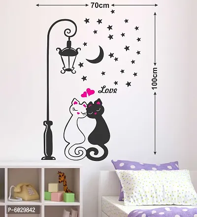 Attractive Cats Romantic Love Under Street Light Wall Sticker-thumb0