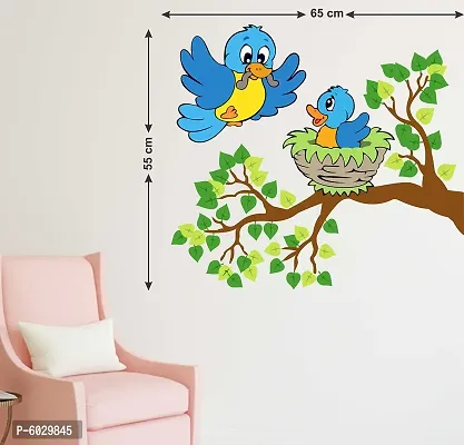 Attractive Sparrow Feeding To Kid Nature Wall Sticker-thumb0