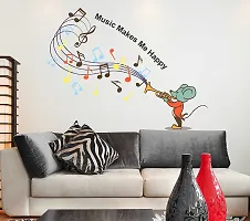 Attractive Rat Playing Music Makes Me Happy Quote Wall Sticker-thumb1