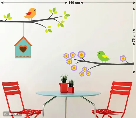 Attractive Birds Sitting In Tree With Nest Wall Sticker