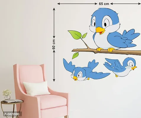 Attractive Cute Sparrows Sitting And Flying Wall Sticker