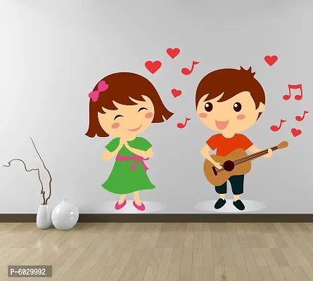 Attractive Cute Boy And Girl Singing Dancing Wall Sticker