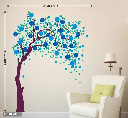 LANSTICK BEAUTIFUL TREE WITH BLUE BALLS NATURES BEST WALL STICKER-thumb0