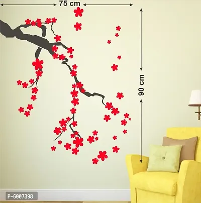 LANSTICK RED FLOWERS IN TREE WALL STICKER-thumb0