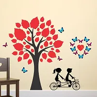 LANSTICK NATURE TREE WITH RED LEAF COUPLE CYCLING-thumb1