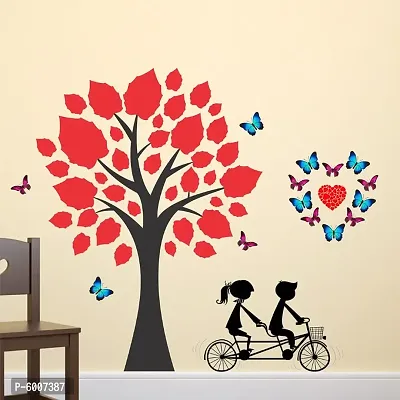 LANSTICK NATURE TREE WITH RED LEAF COUPLE CYCLING-thumb2