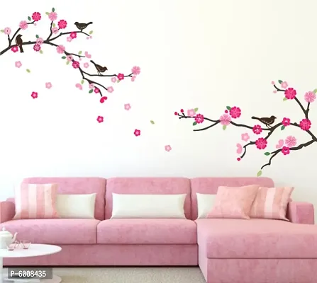 LANSTICK CUCKOO WITH PINK FLOWER WALL STICKER