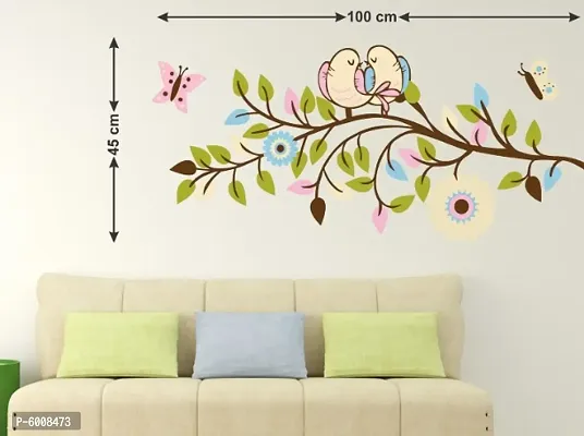 LANSTICK LEAFS IN TREE WITH COUPLE SPARROWS WALL STICKER