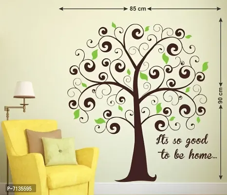 TREE WITH DESIGNED COLORFUL LEAVES ITS SO HAPPY TO BE HOME STICKER Extra Large Self Adhesive Sticker (Pack of 1)-thumb0