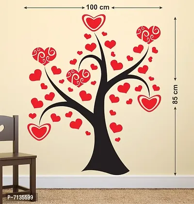 TREE WITH COLORFUL HEART WITH DIFFERENT SIZE STICKER Extra Large Self Adhesive Sticker (Pack of 1)-thumb0