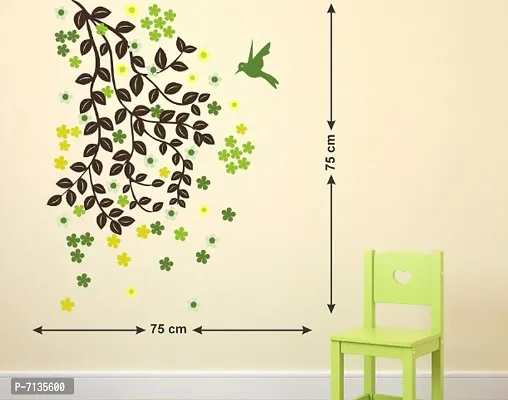 TREE WITH COLORFUL LEAVES WITH BIRDS STICKER Extra Large Self Adhesive Sticker (Pack of 1)