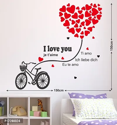 I LOVE YOU WITH HEARTS STICKER Extra Large Self Adhesive Sticker (Pack of 1)