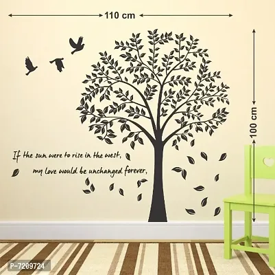 TREE WITH COLORFUL LEAVES WITH BIRDS STICKER SUN RISE QUOTE Extra Large Self Adhesive Sticker (Pack of 1)