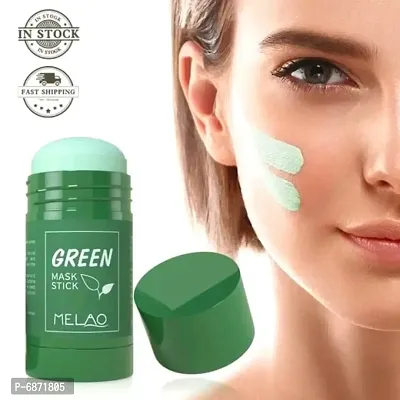 Premium Quality Green Tea Purifying Clay Stick Mask Oil Control Anti-Acne Solid Fine, Portable Cleansing Mask Mud Apply Mask, Green Tea Facial Detox Mud Mask | green tea mask | face mask | green stick-thumb0