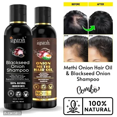 Blackseed Onion Methi Hair Oil and Red Onion Black Seed Hair Shampoo for Smooth  sliky long Hair Growth Oil | bringraj hair Oil |adivasi hair oil and shampoo| castor oil |almond oil-thumb0